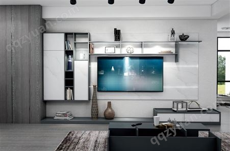 鑫双鹤高光石纹板系列定制全铝电视柜