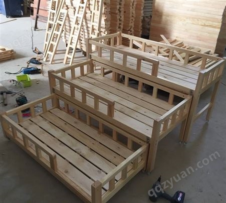 幼儿园午睡床 儿童实木推拉床 小学生午休可移动上下铺高低床定制
