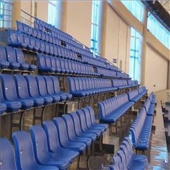 体育馆可伸缩活动看台座椅 手动固定式软包坐凳 浩圆