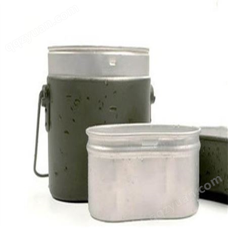 防烫密封餐盒 食品级不锈钢便当盒 野外军绿色应急饭盒带水壶