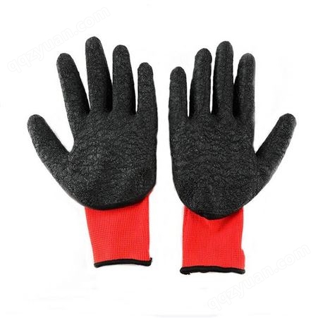 尼龙乳胶手套全挂起皱浸胶防滑耐用透气舒适皱纹厂家批发劳保手套