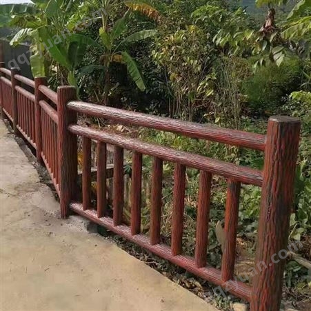 新农村户外水泥仿树护栏定制 河道景观桥梁栏杆