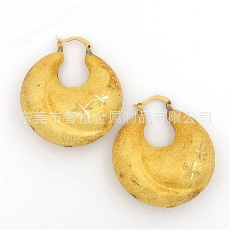 黄铜批花镂空波西米亚风情耳环表面喷砂混搭时尚流行铜饰品配件厂