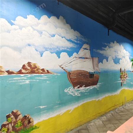 游乐园彩绘墙面 装饰材料墙体绘画 可设计图案