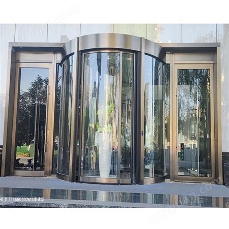 玻璃旋转门 两翼自动门 银行酒店用 鑫聚 造型美观大气